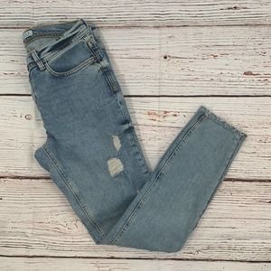 Zara Basic Z1975 Mid-rise Raw-hem Distressed Light Wash Skinny Jeans, Size 4